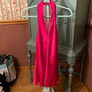 Pink satin halter top
